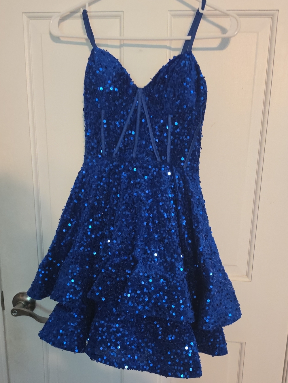 Amazon Cobalt Blue Sequin Spaghetti Strap Mini Dress